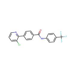 O=C(Nc1ccc(C(F)(F)F)cc1)c1ccc(-c2ncccc2Cl)cc1 ZINC000013981405