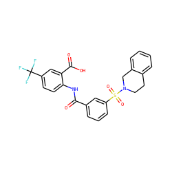 O=C(Nc1ccc(C(F)(F)F)cc1C(=O)O)c1cccc(S(=O)(=O)N2CCc3ccccc3C2)c1 ZINC000042889354