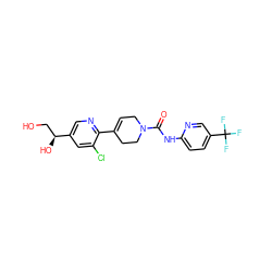 O=C(Nc1ccc(C(F)(F)F)cn1)N1CC=C(c2ncc([C@@H](O)CO)cc2Cl)CC1 ZINC000147671938