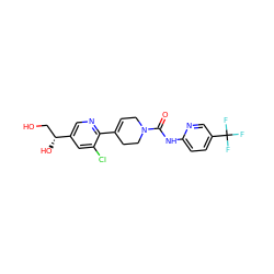 O=C(Nc1ccc(C(F)(F)F)cn1)N1CC=C(c2ncc([C@H](O)CO)cc2Cl)CC1 ZINC000141056205