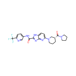 O=C(Nc1ccc(C(F)(F)F)nc1)c1nc2nc(N3CCC[C@@H](C(=O)N4CCCC4)C3)ccc2[nH]1 ZINC000221111274