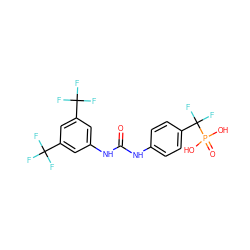 O=C(Nc1ccc(C(F)(F)P(=O)(O)O)cc1)Nc1cc(C(F)(F)F)cc(C(F)(F)F)c1 ZINC000049792919