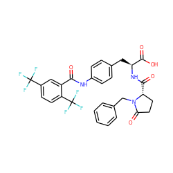 O=C(Nc1ccc(C[C@H](NC(=O)[C@@H]2CCC(=O)N2Cc2ccccc2)C(=O)O)cc1)c1cc(C(F)(F)F)ccc1C(F)(F)F ZINC000027763767