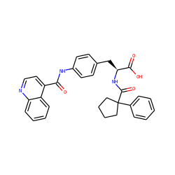 O=C(Nc1ccc(C[C@H](NC(=O)C2(c3ccccc3)CCCC2)C(=O)O)cc1)c1ccnc2ccccc12 ZINC000013443128