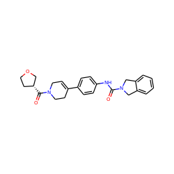 O=C(Nc1ccc(C2=CCN(C(=O)[C@@H]3CCOC3)CC2)cc1)N1Cc2ccccc2C1 ZINC000166208007