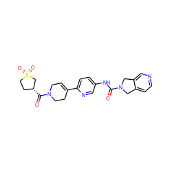 O=C(Nc1ccc(C2=CCN(C(=O)[C@@H]3CCS(=O)(=O)C3)CC2)nc1)N1Cc2ccncc2C1 ZINC000166590042