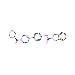 O=C(Nc1ccc(C2=CCN(C(=O)[C@H]3CCOC3)CC2)cc1)N1Cc2ccccc2C1 ZINC000166068805