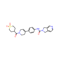 O=C(Nc1ccc(C2=CCN(C(=O)C3CCS(=O)(=O)CC3)CC2)cc1)N1Cc2ccncc2C1 ZINC000166703810