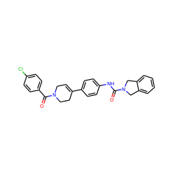 O=C(Nc1ccc(C2=CCN(C(=O)c3ccc(Cl)cc3)CC2)cc1)N1Cc2ccccc2C1 ZINC000166287254