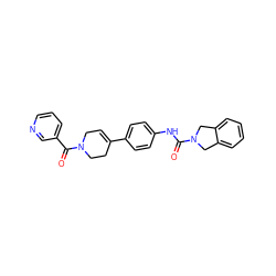 O=C(Nc1ccc(C2=CCN(C(=O)c3cccnc3)CC2)cc1)N1Cc2ccccc2C1 ZINC000166531912