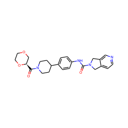 O=C(Nc1ccc(C2CCN(C(=O)[C@@H]3COCCO3)CC2)cc1)N1Cc2ccncc2C1 ZINC000167485507