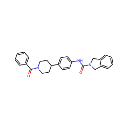 O=C(Nc1ccc(C2CCN(C(=O)c3ccccc3)CC2)cc1)N1Cc2ccccc2C1 ZINC000165875754