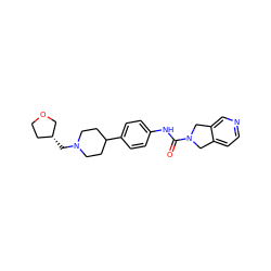 O=C(Nc1ccc(C2CCN(C[C@@H]3CCOC3)CC2)cc1)N1Cc2ccncc2C1 ZINC000166515923