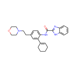 O=C(Nc1ccc(CCN2CCOCC2)cc1C1=CCCCC1)c1nc2ccccc2[nH]1 ZINC000146925006