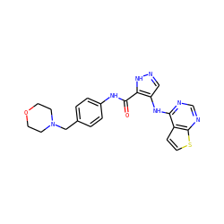 O=C(Nc1ccc(CN2CCOCC2)cc1)c1[nH]ncc1Nc1ncnc2sccc12 ZINC000205786442