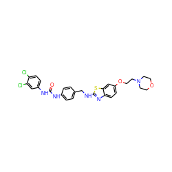 O=C(Nc1ccc(CNc2nc3ccc(OCCN4CCOCC4)cc3s2)cc1)Nc1ccc(Cl)c(Cl)c1 ZINC001772579437