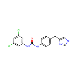 O=C(Nc1ccc(Cc2c[nH]cn2)cc1)Nc1cc(Cl)cc(Cl)c1 ZINC000028019522