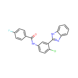 O=C(Nc1ccc(Cl)c(-c2nc3ccccc3[nH]2)c1)c1ccc(F)cc1 ZINC000045321662