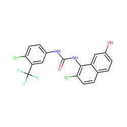 O=C(Nc1ccc(Cl)c(C(F)(F)F)c1)Nc1c(Cl)ccc2ccc(O)cc12 ZINC000034342074