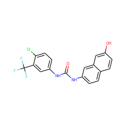 O=C(Nc1ccc(Cl)c(C(F)(F)F)c1)Nc1ccc2ccc(O)cc2c1 ZINC000084618253