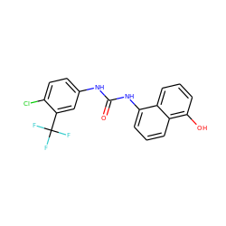 O=C(Nc1ccc(Cl)c(C(F)(F)F)c1)Nc1cccc2c(O)cccc12 ZINC000084633449