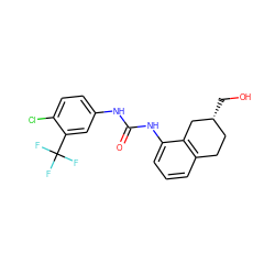 O=C(Nc1ccc(Cl)c(C(F)(F)F)c1)Nc1cccc2c1C[C@H](CO)CC2 ZINC000084602435