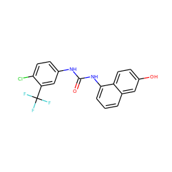 O=C(Nc1ccc(Cl)c(C(F)(F)F)c1)Nc1cccc2cc(O)ccc12 ZINC000084618249