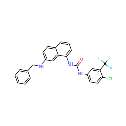 O=C(Nc1ccc(Cl)c(C(F)(F)F)c1)Nc1cccc2ccc(NCc3ccccc3)cc12 ZINC000084618866