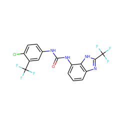 O=C(Nc1ccc(Cl)c(C(F)(F)F)c1)Nc1cccc2nc(C(F)(F)F)[nH]c12 ZINC000038389252