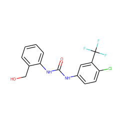 O=C(Nc1ccc(Cl)c(C(F)(F)F)c1)Nc1ccccc1CO ZINC000084619347