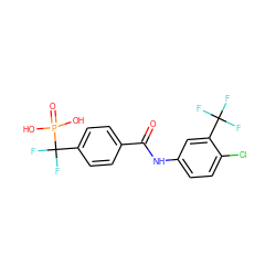 O=C(Nc1ccc(Cl)c(C(F)(F)F)c1)c1ccc(C(F)(F)P(=O)(O)O)cc1 ZINC000049020944