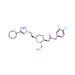 O=C(Nc1ccc(Cl)c(Cl)c1)N[C@@H]1CC[C@H](CCn2cc(C3CCCCC3)nn2)O[C@H]1CO ZINC000095600754