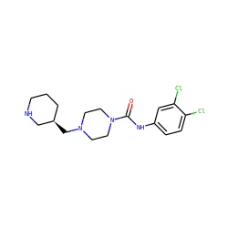 O=C(Nc1ccc(Cl)c(Cl)c1)N1CCN(C[C@@H]2CCCNC2)CC1 ZINC000084652073