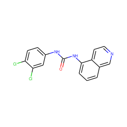 O=C(Nc1ccc(Cl)c(Cl)c1)Nc1cccc2cnccc12 ZINC000026835038