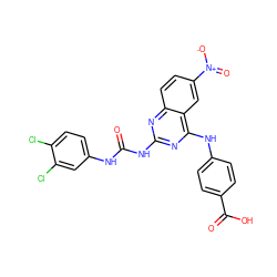 O=C(Nc1ccc(Cl)c(Cl)c1)Nc1nc(Nc2ccc(C(=O)O)cc2)c2cc([N+](=O)[O-])ccc2n1 ZINC000071297108