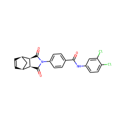 O=C(Nc1ccc(Cl)c(Cl)c1)c1ccc(N2C(=O)[C@H]3[C@H]4C=C[C@H](C4)[C@H]3C2=O)cc1 ZINC000035023453