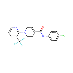 O=C(Nc1ccc(Cl)cc1)C1=CCN(c2ncccc2C(F)(F)F)CC1 ZINC000038331413