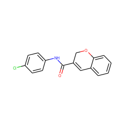 O=C(Nc1ccc(Cl)cc1)C1=Cc2ccccc2OC1 ZINC000001388125