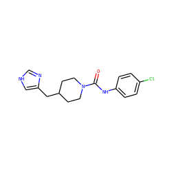 O=C(Nc1ccc(Cl)cc1)N1CCC(Cc2c[nH]cn2)CC1 ZINC000028563856