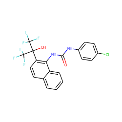 O=C(Nc1ccc(Cl)cc1)Nc1c(C(O)(C(F)(F)F)C(F)(F)F)ccc2ccccc12 ZINC000013489802