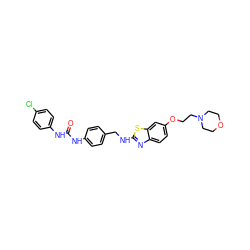 O=C(Nc1ccc(Cl)cc1)Nc1ccc(CNc2nc3ccc(OCCN4CCOCC4)cc3s2)cc1 ZINC001772587696