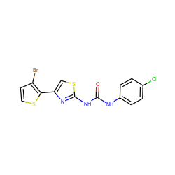 O=C(Nc1ccc(Cl)cc1)Nc1nc(-c2sccc2Br)cs1 ZINC000001403081