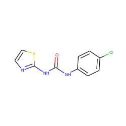 O=C(Nc1ccc(Cl)cc1)Nc1nccs1 ZINC000000046014