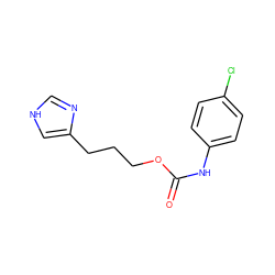 O=C(Nc1ccc(Cl)cc1)OCCCc1c[nH]cn1 ZINC000013747062