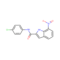 O=C(Nc1ccc(Cl)cc1)c1cc2cccc([N+](=O)[O-])c2[nH]1 ZINC000000114339