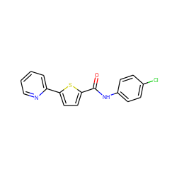 O=C(Nc1ccc(Cl)cc1)c1ccc(-c2ccccn2)s1 ZINC000000124742