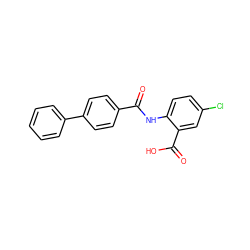 O=C(Nc1ccc(Cl)cc1C(=O)O)c1ccc(-c2ccccc2)cc1 ZINC000059453097