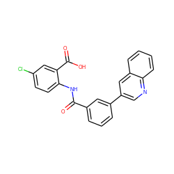 O=C(Nc1ccc(Cl)cc1C(=O)O)c1cccc(-c2cnc3ccccc3c2)c1 ZINC000113794492