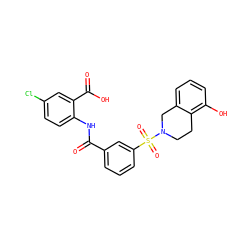 O=C(Nc1ccc(Cl)cc1C(=O)O)c1cccc(S(=O)(=O)N2CCc3c(O)cccc3C2)c1 ZINC000040943239