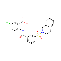 O=C(Nc1ccc(Cl)cc1C(=O)O)c1cccc(S(=O)(=O)N2CCc3ccccc3C2)c1 ZINC000013260173